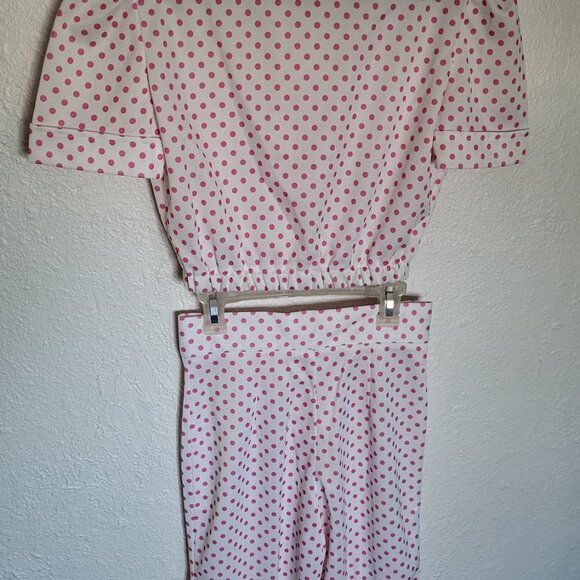 Pink Polka Dot 70s Power Suit w/ Bell Bottoms - Picture 4 of 12